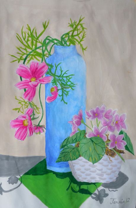 Art Studio PALETTE. Jennie Fang Picture.  Tempera Still Life Still Life Весенний Натюрморт