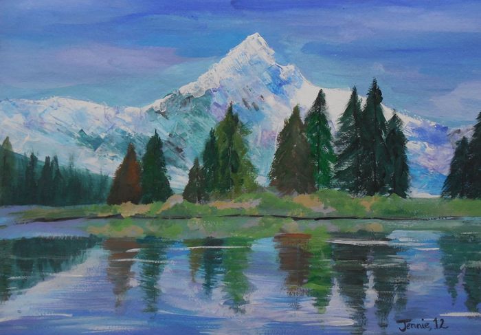 Art Studio PALETTE. Jennie Fang Picture.  Tempera Landscape Nature 