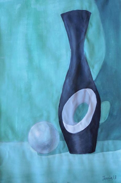 Art Studio PALETTE. Jennie Fang Picture.  Tempera Still Life Still Life 