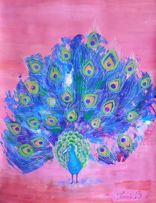 Art Studio PALETTE. Jennie Fang Picture.  Tempera Animals Birds 