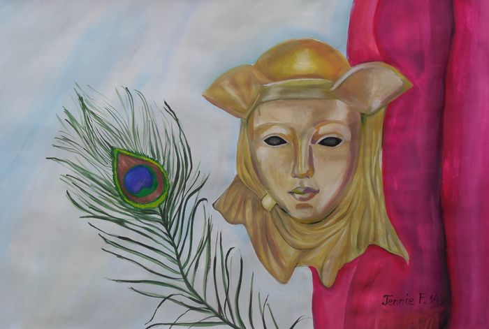 Art Studio PALETTE. Jennie Fang Picture.  Tempera Fantasy Mask 