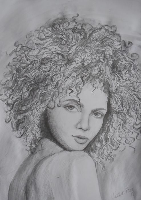 Art Studio PALETTE. Jennie Fang Picture.  Pencil People Portrait 