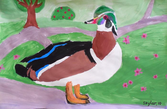 Art Studio PALETTE. Skylar Langille Picture.  Tempera Animals Birds 