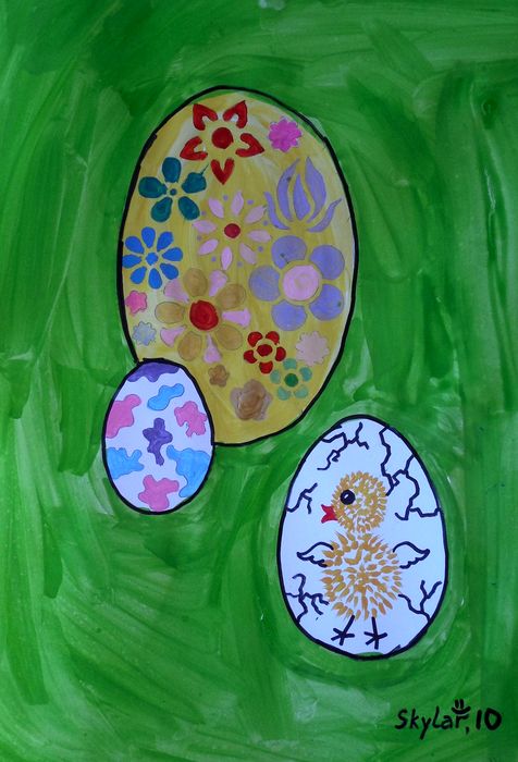 Art Studio PALETTE. Skylar Langille Picture.  Marker, Tempera Holidays Easter 