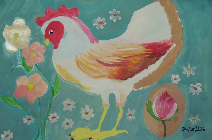 Art Studio PALETTE. Skylar Langille Picture.  Tempera Animals Birds 