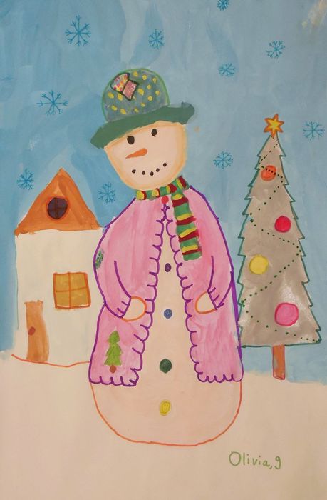 Art Studio PALETTE. Olivia Matvejeva Picture.  Marker, Tempera Holidays Christmas 