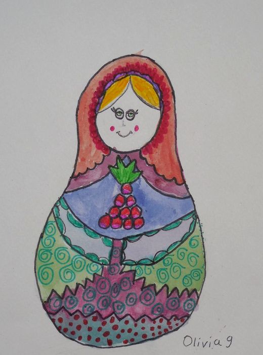 Art Studio PALETTE. Olivia Matvejeva Picture.  Marker, Tempera Dec. Art Matryoshka  