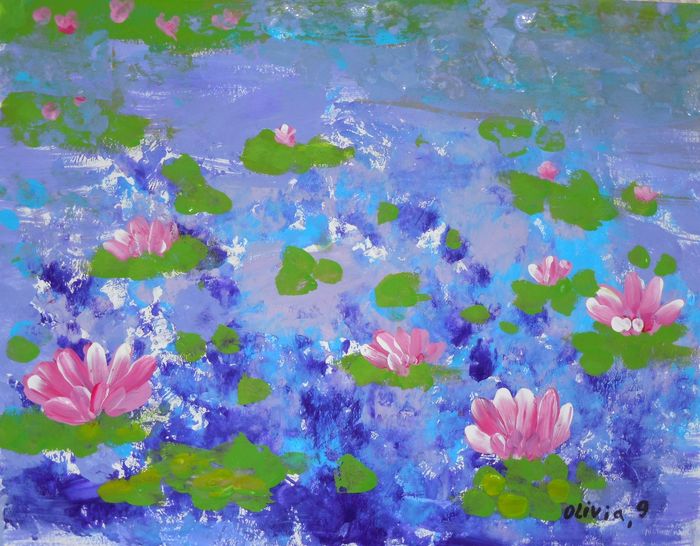 Art Studio PALETTE. Olivia Matvejeva Picture.  Tempera Inspired by Monet 