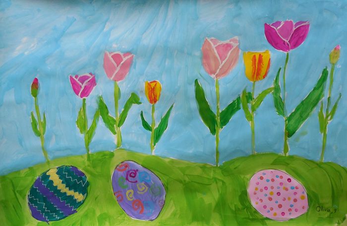 Art Studio PALETTE. Olivia Matvejeva Picture.  Tempera Holidays Easter 