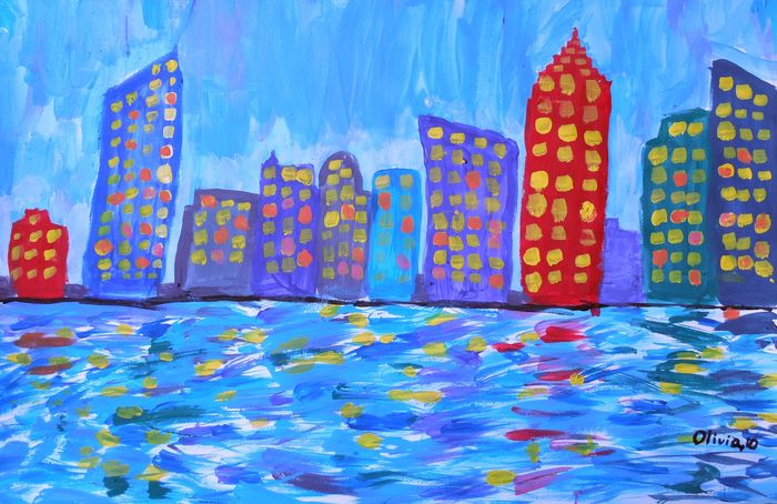 Art Studio PALETTE. Olivia Matvejeva Picture.  Tempera Landscape Vancouver BC 