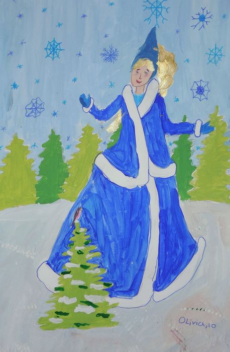 Art Studio PALETTE. Olivia Matvejeva Picture.  Tempera Holidays Christmas 