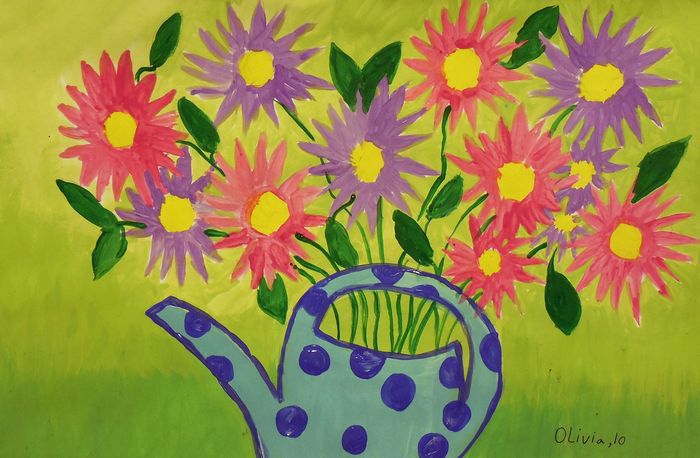 Art Studio PALETTE. Olivia Matvejeva Picture.  Tempera Plants Flowers 