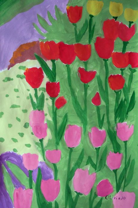 Art Studio PALETTE. Olivia Matvejeva Picture.  Tempera Plants Garden 