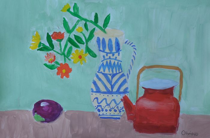 Art Studio PALETTE. Olivia Matvejeva Picture.  Tempera Still Life Still Life 