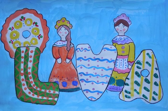 Art Studio PALETTE. Olivia Matvejeva Picture.  Marker, Tempera Design Selfname 