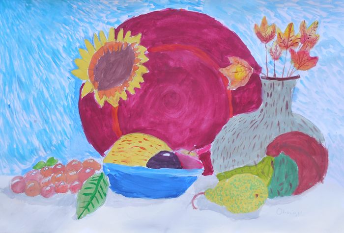Art Studio PALETTE. Olivia Matvejeva Picture.  Tempera Still Life Still Life 