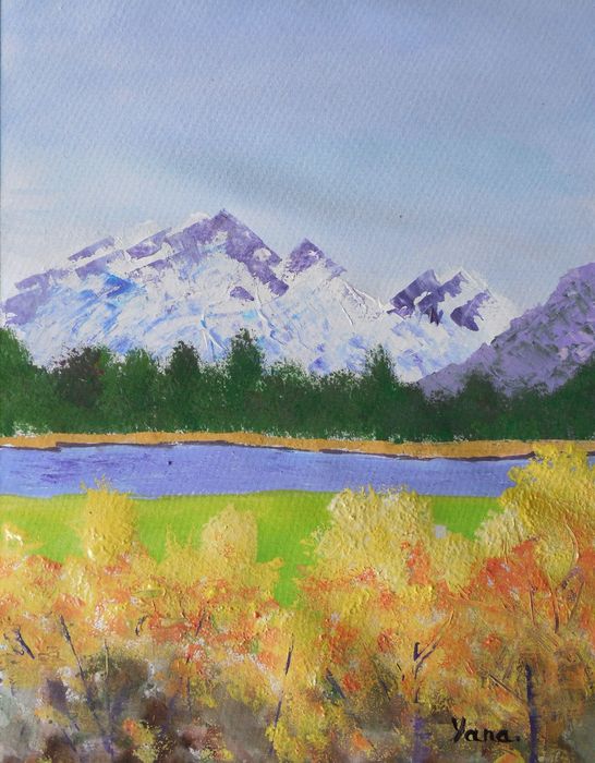 Art Studio PALETTE. Yana Konakh Picture.  Tempera Landscape Fall 