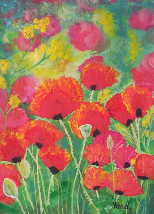 Art Studio PALETTE. Yana Konakh Picture.  Tempera Plants Flowers 