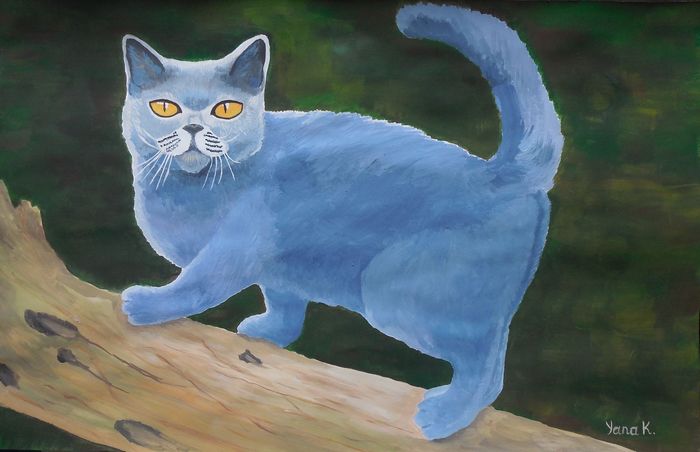 Art Studio PALETTE. Yana Konakh Picture.  Tempera Animals Cats 