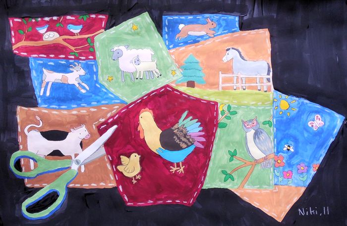 Art Studio PALETTE. Niki Karimali Picture.  Tempera Design Fabric 