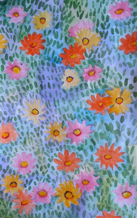 Art Studio PALETTE. Niki Karimali Picture.  Watercolour Plants Flowers 