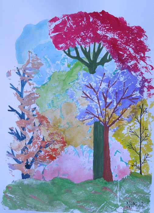 Art Studio PALETTE. Niki Karimali Picture.  Tempera Landscape Nature 