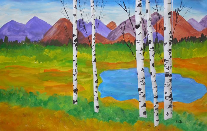 Art Studio PALETTE. Niki Karimali Picture.  Tempera Landscape Fall 