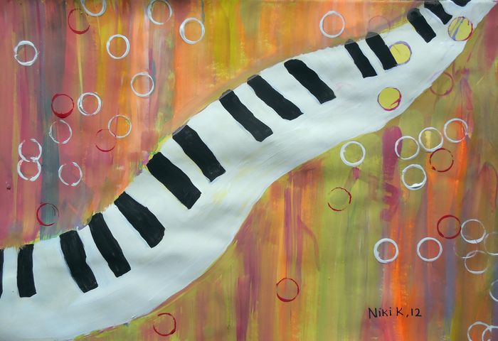 Art Studio PALETTE. Niki Karimali Picture.  Tempera Still Life Music 