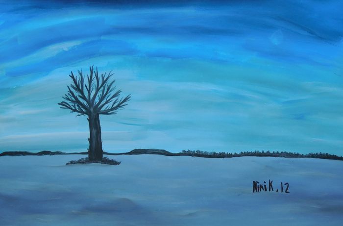 Art Studio PALETTE. Niki Karimali Picture.  Tempera Landscape Trees 