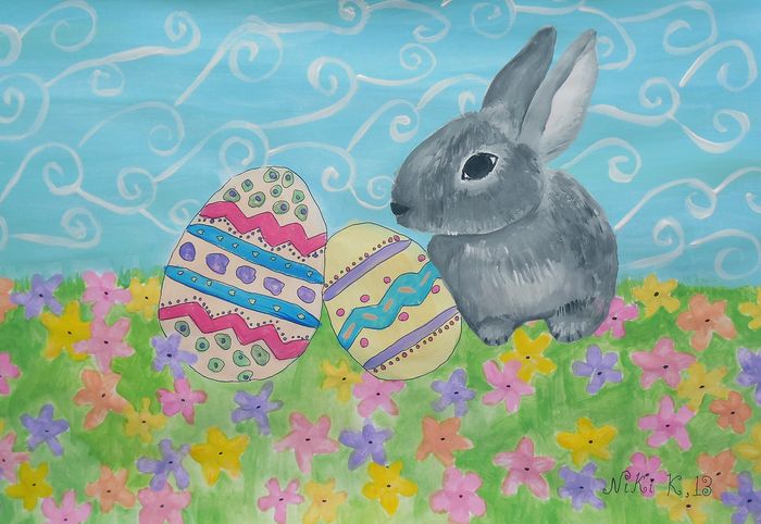 Art Studio PALETTE. Niki Karimali Picture.  Marker, Tempera Holidays Easter 