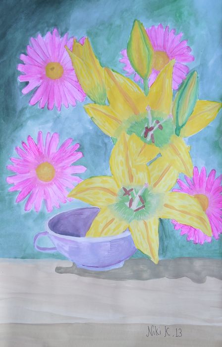 Art Studio PALETTE. Niki Karimali Picture.  Tempera Still Life Still Life 