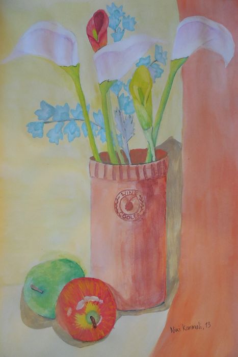 Art Studio PALETTE. Niki Karimali Picture.  Tempera Still Life Still Life 