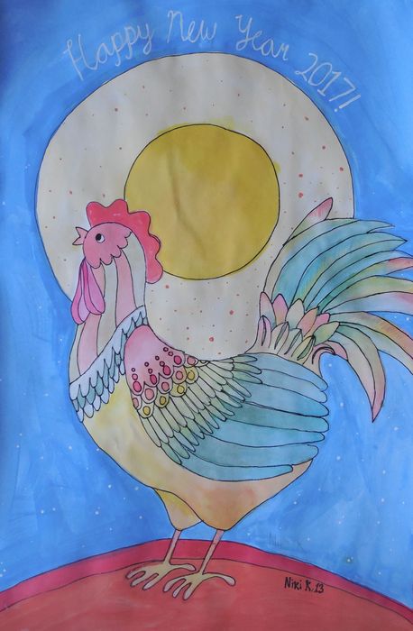 Art Studio PALETTE. Niki Karimali Picture.  Watercolour, Ink Holidays New Year 