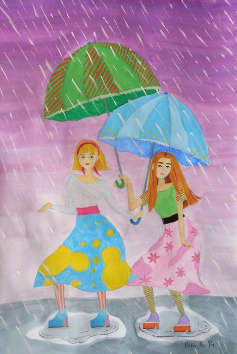 Art Studio PALETTE. Niki Karimali Picture.  Tempera Design Umbrellas 