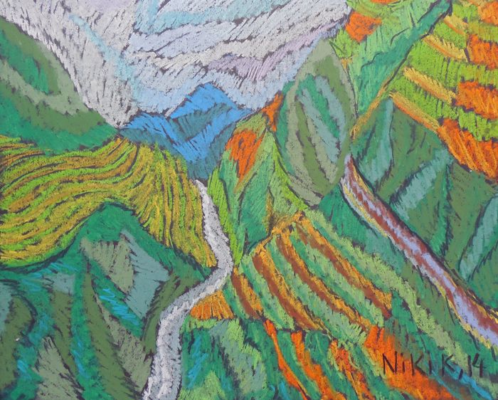 Art Studio PALETTE. Niki Karimali Picture.  Pastel Landscape Nature 