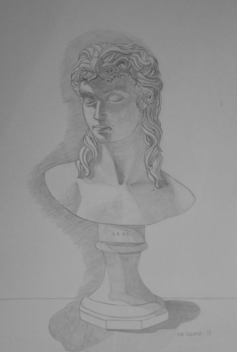 Art Studio PALETTE. Niki Karimali Picture.  Pencil People Plaster Cast 