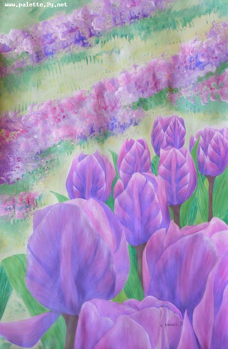 Art Studio PALETTE. Niki Karimali Picture.  Tempera Plants Flowers 