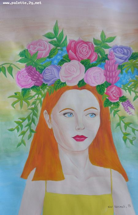 Art Studio PALETTE. Niki Karimali Picture.  Tempera People Portrait 