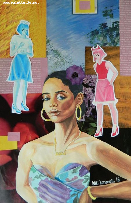 Art Studio PALETTE. Niki Karimali Picture.  Mixed Media Design Clothes 