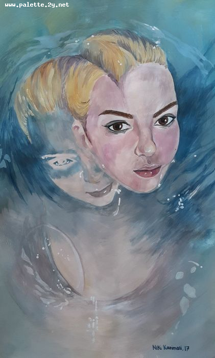 Art Studio PALETTE. Niki Karimali Picture.  Tempera People Selfportrait 