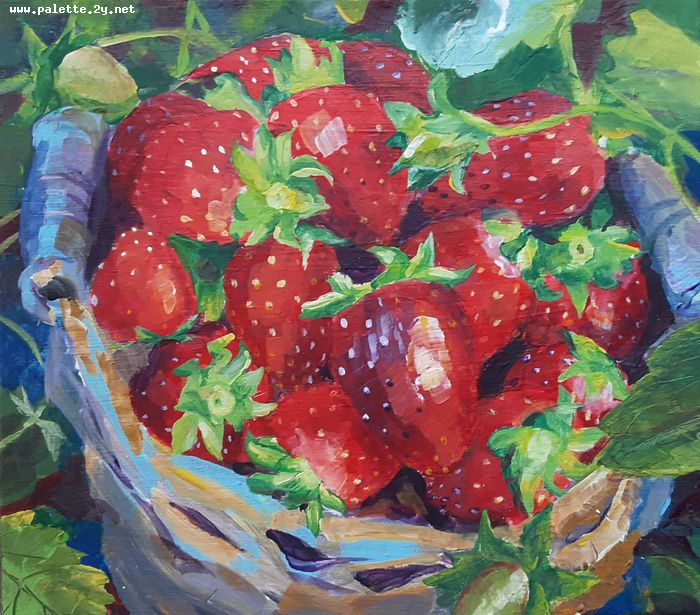 Art Studio PALETTE. Niki Karimali Picture. Canvas Acrylic Still Life Fruits & Vegi 