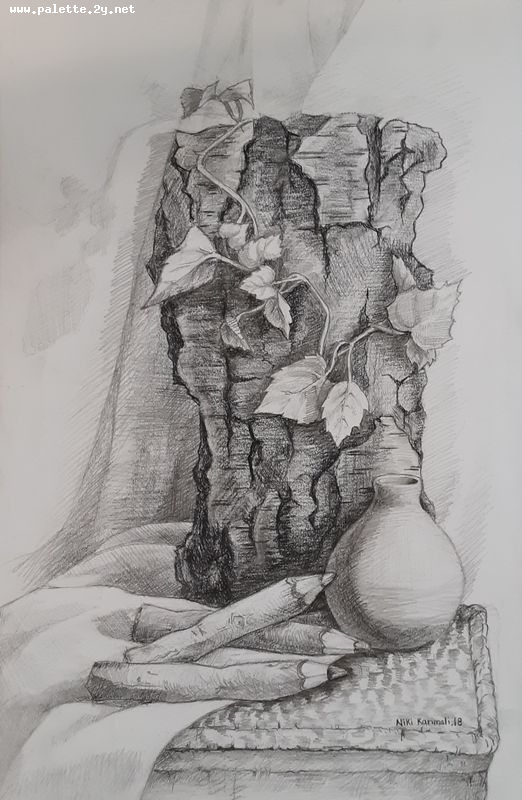 Art Studio PALETTE. Niki Karimali Picture.  Pencil Still Life Still Life 