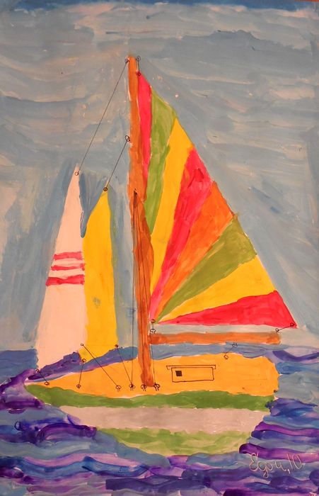 Art Studio PALETTE. Egor Kit Picture.  Tempera Landscape Ships 