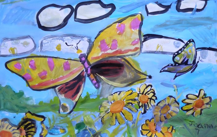 Art Studio PALETTE. Joanna Cai Picture.  Tempera Animals Butterfly 