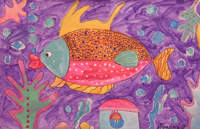 Art Studio PALETTE. Joanna Cai Picture.  Marker, Tempera Animals Fish 