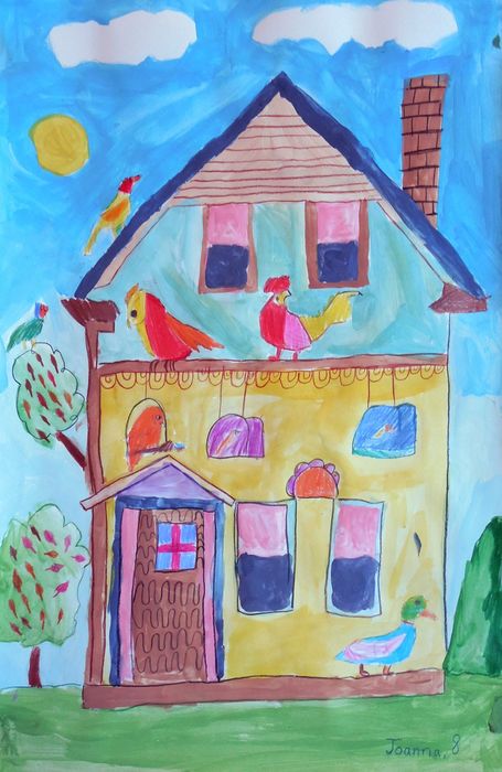 Art Studio PALETTE. Joanna Cai Picture.  Marker, Tempera Landscape Houses 