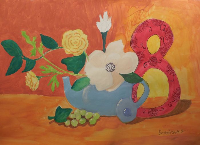 Art Studio PALETTE. Anastasia Adamchuk Picture.  Tempera Still Life Still Life 