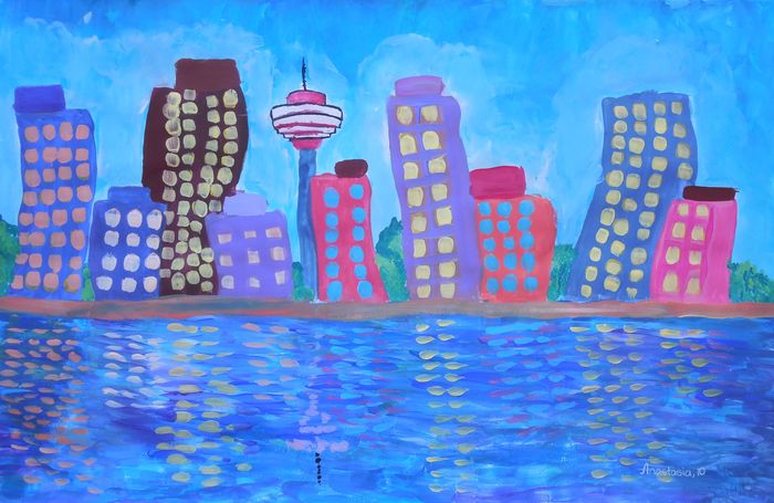 Art Studio PALETTE. Anastasia Adamchuk Picture.  Tempera Landscape Vancouver BC 