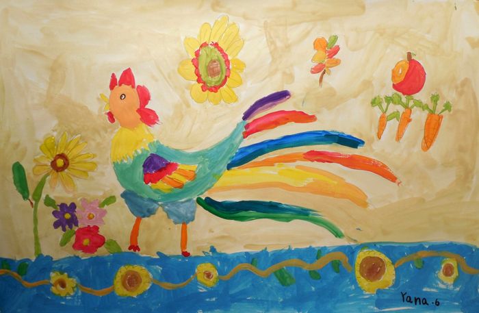 Art Studio PALETTE. Yana Biletska Picture.  Tempera Animals Birds 