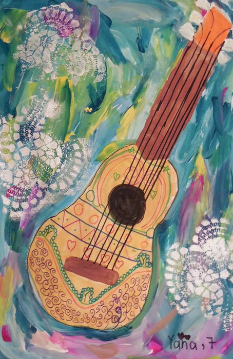 Art Studio PALETTE. Yana Biletska Picture.  Marker, Tempera Still Life Music 
